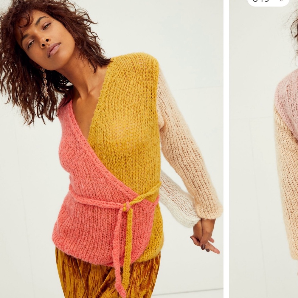NWT Free People Alpaca Color Block Cardi Sz M/L RARE!! Sold out